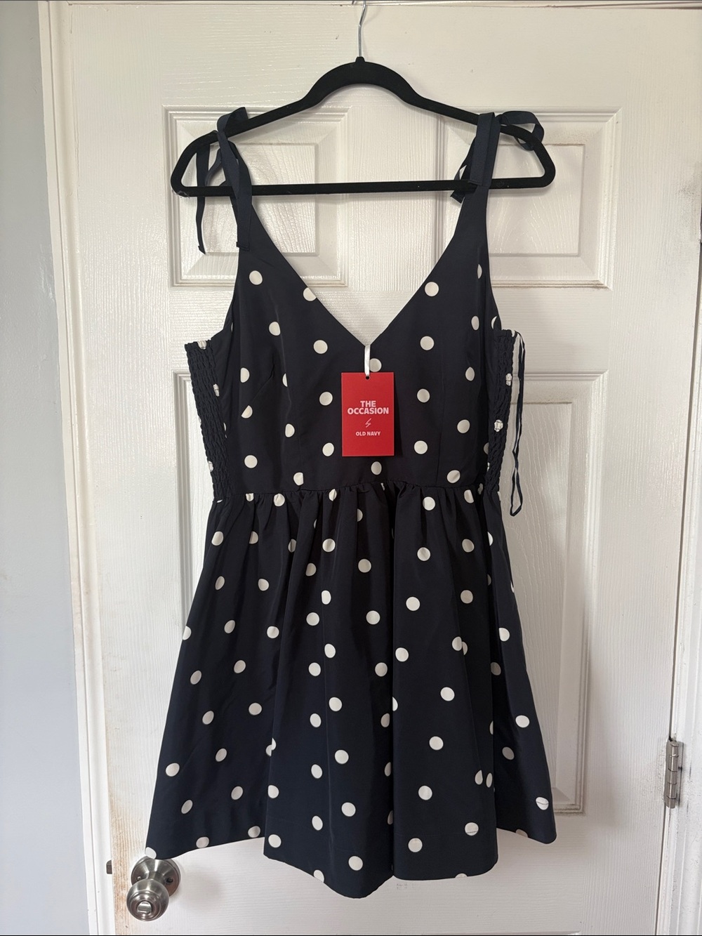 Old Navy- The Occasion Polka Dot Tie-Shoulder Sundress - Blue/White